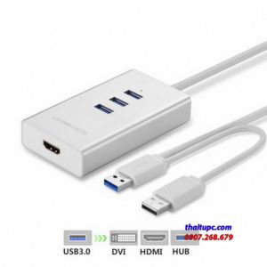 Cáp USB 3.0 to HDMI và 3 cổng USB 3.0 chính hãng Ugreen 40257