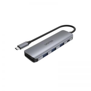 CÁP CHUYỂN ĐỔI TYPE-C RA 4 USB 3.0 + TF/SD + PD 100W UNITEK H1107C