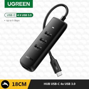 HUB USB TYPE C RA 4 CỔNG USB 3.0 A CAO CẤP UGREEN 10916 CHÍNH HÃNG CM416 DÂY 25CM