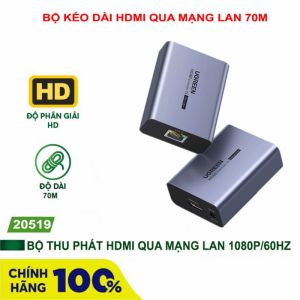 THIẾT BỊ KÉO DÀI HDMI 70M QUA CÁP LAN CAT5/6 1080@60HZ UGREEN 20519 CAO CẤP