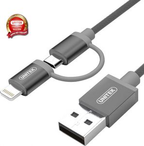 CÁP USB 2.0 -> LIGHTNING + MICRO USB UNITEK (Y-C 4031GY / RG / SL)