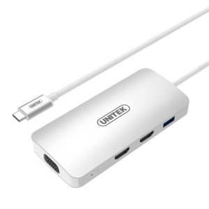 Dây cáp USB Type C (3.1) ra 1 USB Type A + 2 cổng HDMI + 1 cổng VGA Unitek Y-9116