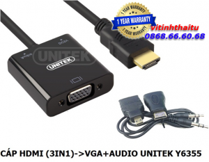 Cáp HDMI->VGA +Audio UNITEK Y6355(3 in 1)