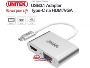 CÁP CHUYỂN ĐỔI UNITEK USB TYPE C USB 3.1 SANG HDMI + VGA VS100