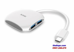 Bộ chia OTG typeC ra 4 cổng USB 3.0 SSK SHU810 hỗ trợ đa thiết bị cùng lúc - tốc độ 5Gbps (Trắng)