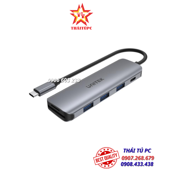 CÁP CHUYỂN ĐỔI TYPE-C RA 4 USB 3.0 + TF/SD + PD 100W UNITEK H1107C CÁP CHUYỂN ĐỔI TYPE-C RA 4 USB 3.0 + TF/SD + PD 100W UNITEK H1107C
