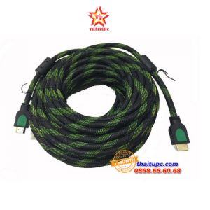 Cable HDMI KM 1.4 (20m) 20065 Lưới (Xanh lá - đen)