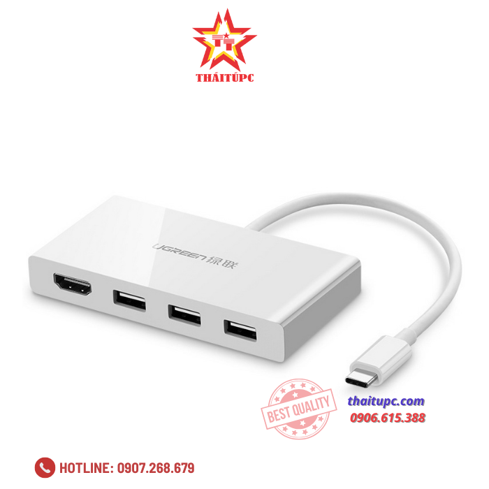Cáp chuyển đổi USB Type-C sang HUB 3.0 & HDMI Ugreen 40374 chính hãng Cáp chuyển đổi USB Type-C sang HUB 3.0 & HDMI Ugreen 40374 chính hãng