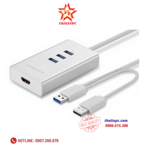 Cáp USB 3.0 to HDMI và 3 cổng USB 3.0 chính hãng Ugreen 40257