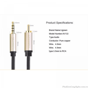 Cáp Audio 3.5mm to RCA Coalxial 1M Ugreen 20731