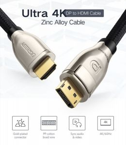 Cáp Displayport to HDMI 2.0 dài 2m hỗ trợ 3D 4K/60Hz chính hãng Ugreen 40434 cao cấp