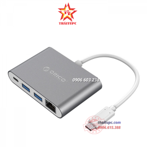 Đầu chuyển đổi Type C sang 4 cổng LAN/Type C/2*USB 3.0 Orico RCR2A-GD