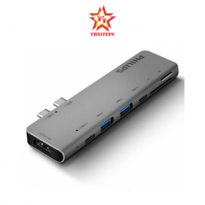 BỘ CHUYỂN 2 TYPE-C TO 2 USB 3.0+SD+TF+TYPE-C +TYPE-C PD 3.0 PHILIPS DLK5517C/94