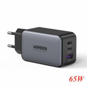 CỦ SẠC NHANH 65W GAN 3 CỔNG USB TYPE-C X2 USB TYPE-A X1 HỖ TRỢ QC4+, PD3.0 UGREEN 10335 CAO CẤP (EU)