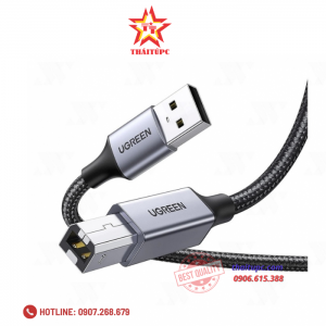 Cáp máy in USB A to USB B, dài 3m, dây dù bọc nhôm chính hãng Ugreen 80804