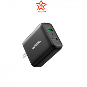 Củ sạc nhanh 36W 2 cổng USB Type-A 18W Ugreen 70151 cao cấp (US)
