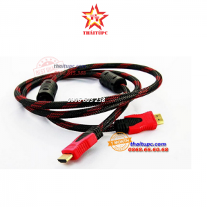 Dây cáp tín hiệu 2 đầu HDMI YH-15 chuẩn 1.4 chống nhiễu 1,5M (Đen phối đỏ)