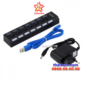 Hub USB 3.0 7 cổng có công tắc (Đen)