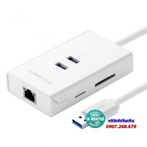 Bộ chia cổng USB 3.0 ra 2 cổng USB - 1 Lan Gigabit USB 3.0 + đầu đọc SD/TF Ugreen 20248 cao cấp