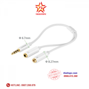 Cáp chia 3.5mm ra 1 đầu Audio và 1 đầu Microphone Ugreen 10789