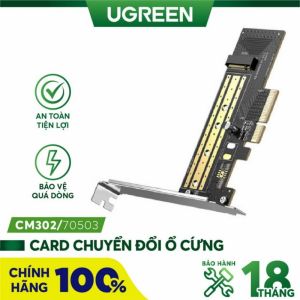 CARD PCIE Ổ CỨNG M.2 SATA NVME UGREEN70503 HỖ TRỢ M-KEY, 2230/2242/2260/2280, TỐC ĐỘ 32GBPS.